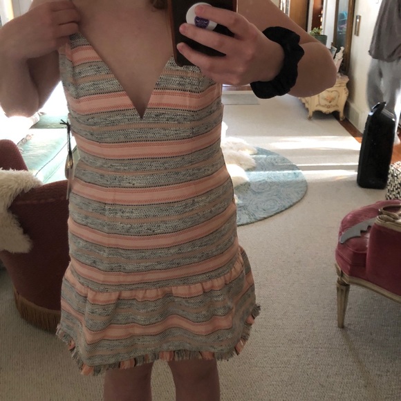 LOVERS + FRIENDS PEPLUM STRIPPED FRINGE DRESS SIZE SMALL - Picture 6 of 6
